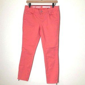 DKNY CITY SKINNY Ankle Zip Peach jeans cropped ,sz.4